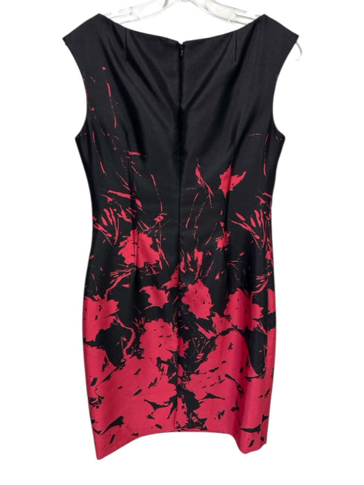 Rickie Freeman for Teri Jon Size S Black & Red Silk & Wool Floral Splatter Dress Black & Red / S