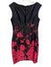 Rickie Freeman for Teri Jon Size S Black & Red Silk & Wool Floral Splatter Dress Black & Red / S
