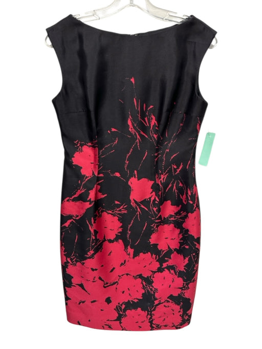 Rickie Freeman for Teri Jon Size S Black & Red Silk & Wool Floral Splatter Dress Black & Red / S