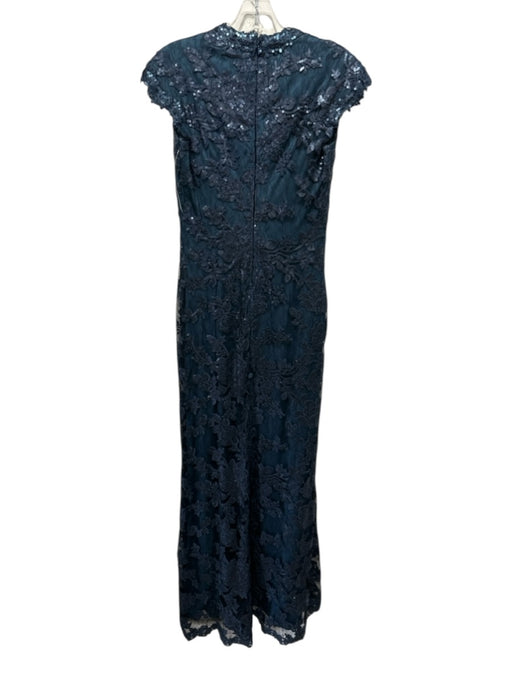 Tadashi Shoji Size XS Dark Teal Blue Cotton & Nylon Sequin Lace Overlay Gown Dark Teal Blue / XS
