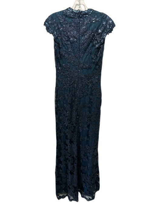 Tadashi Shoji Size XS Dark Teal Blue Cotton & Nylon Sequin Lace Overlay Gown Dark Teal Blue / XS