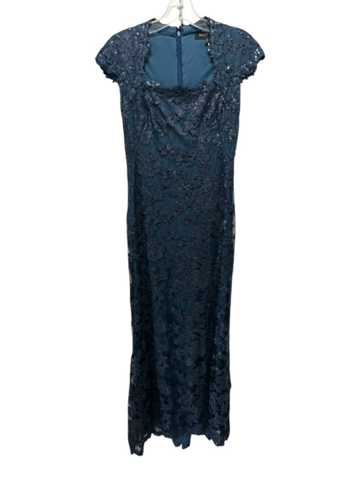 Tadashi Shoji Size XS Dark Teal Blue Cotton & Nylon Sequin Lace Overlay Gown Dark Teal Blue / XS