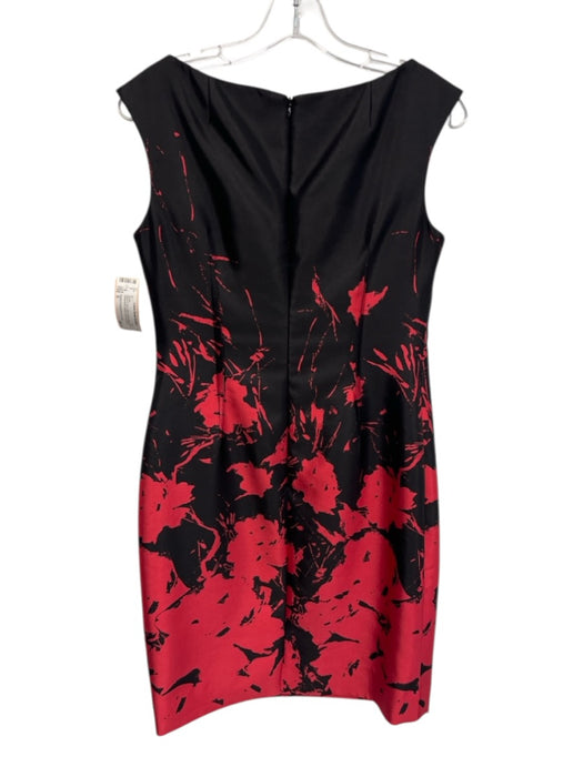 Rickie Freeman for Teri Jon Size S Black & Red Silk & Wool Floral Splatter Dress Black & Red / S