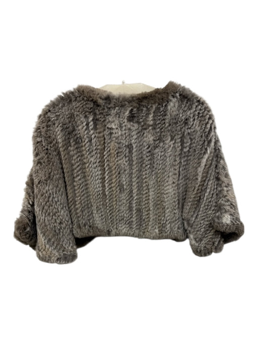 Adrienne Landau Size S Gray Rabbit Fur Short Sleeve Knit Bolero Jacket Gray / S