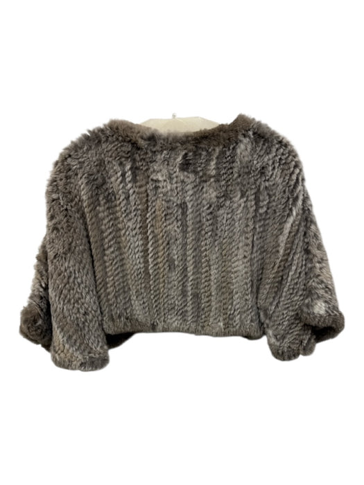 Adrienne Landau Size S Gray Rabbit Fur Short Sleeve Knit Bolero Jacket Gray / S