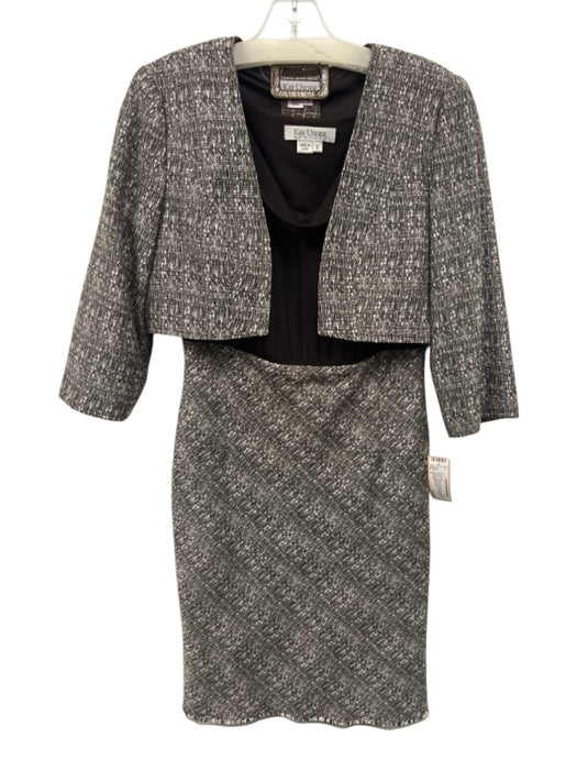 Kay Unger Size 6 Brown & White Rayon & Polyester 3/4 Sleeve Knit Dress Set Brown & White / 6