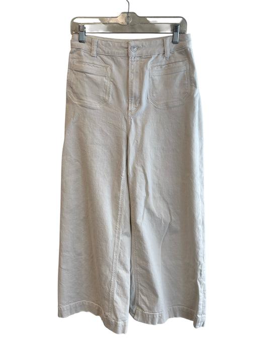 Paige Size 4 White Cotton High Rise 4 Pocket Zip Fly Wide Leg Jeans White / 4