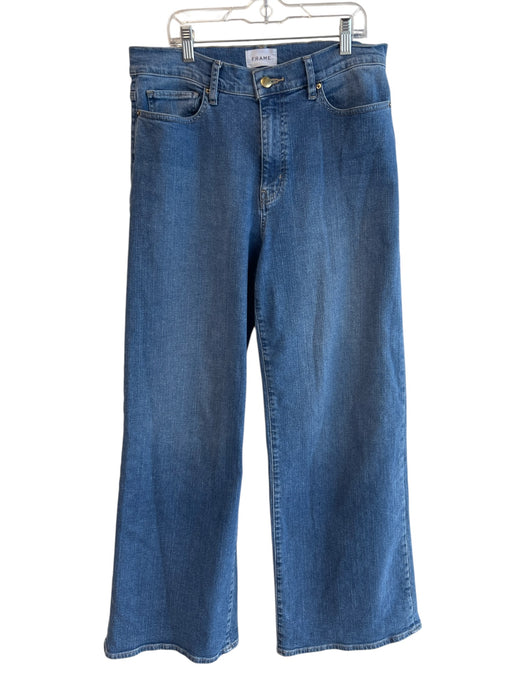 Frame Size 30 Light Wash Cotton High Rise Zip Fly 5 Pocket Wide Leg Jeans Light Wash / 30