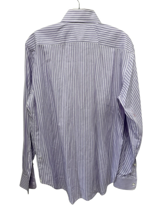 Loro Piana Size 15.75 Purple & White Cotton Striped Men's Long Sleeve Shirt Purple & White / 15.75
