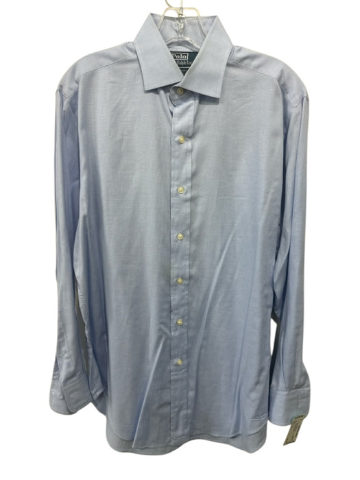 Polo Size 15.5 Blue & White Cotton Plaid Button Down Men's Long Sleeve Shirt Blue & White / 15.5