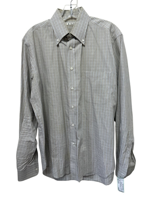 Loro Piana Size 15.75 Brown & Multi Cotton Plaid Button Down Long Sleeve Shirt Brown & Multi / 15.75