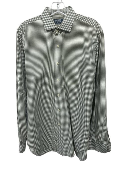 Polo Size M Green & White Cotton Plaid Button Down Men's Long Sleeve Shirt Green & White / M