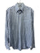 Loro Piana AS IS Size 15.75 Light Blue & Blue Print Cotton Long Sleeve Shirt Light Blue & Blue Print / 15.75