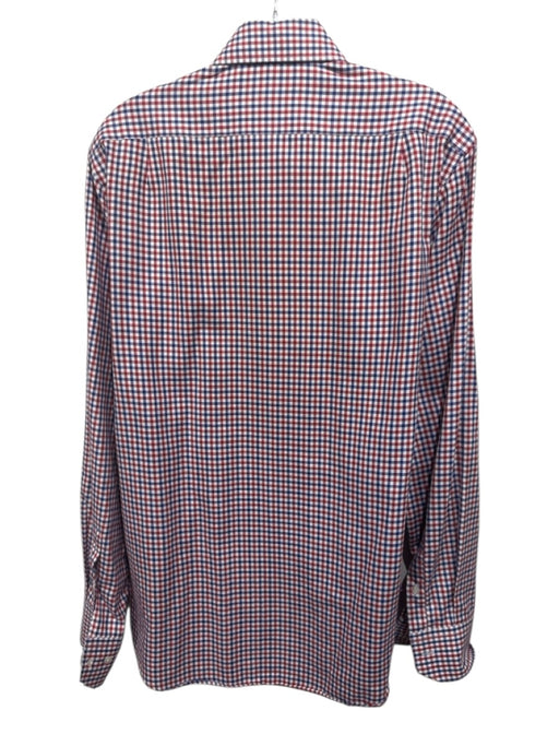 Carolina Herrera Size 16 Red, White & Blue Cotton Plaid Men's Long Sleeve Shirt Red, White & Blue / 16