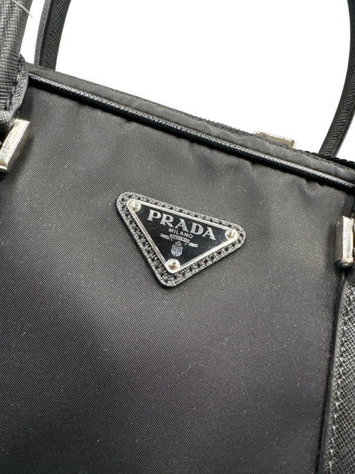 Prada Like New Black Nylon & Leather Solid Satchel Men's Bag Black