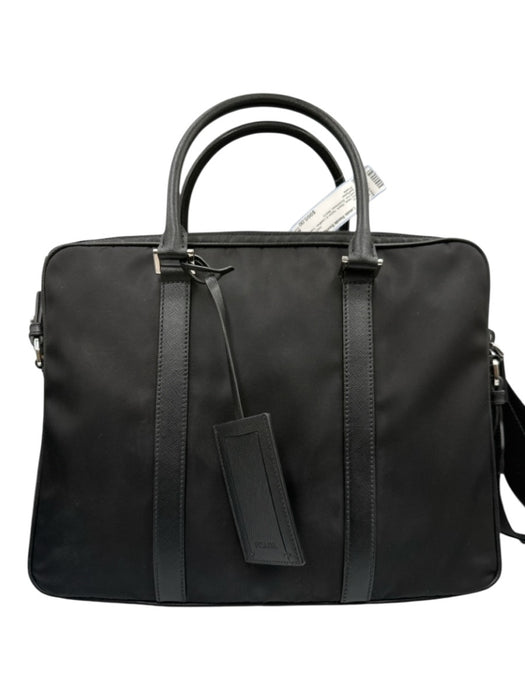 Prada Like New Black Nylon & Leather Solid Satchel Men's Bag Black