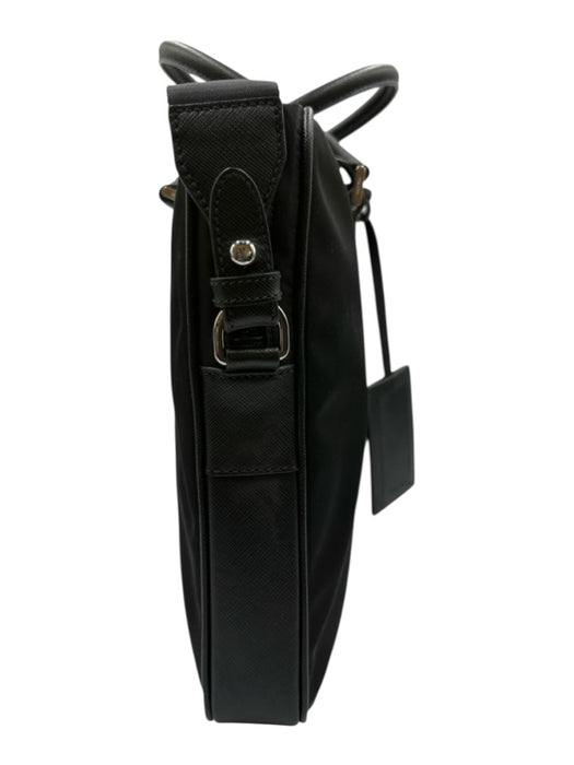 Prada Like New Black Nylon & Leather Solid Satchel Men's Bag Black
