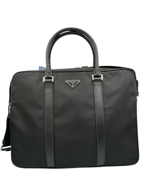 Prada Like New Black Nylon & Leather Solid Satchel Men's Bag Black