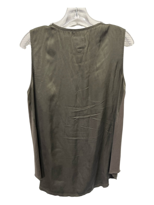 Go Silk Size L Green Silk Half Zip Sleeveless Top Green / L