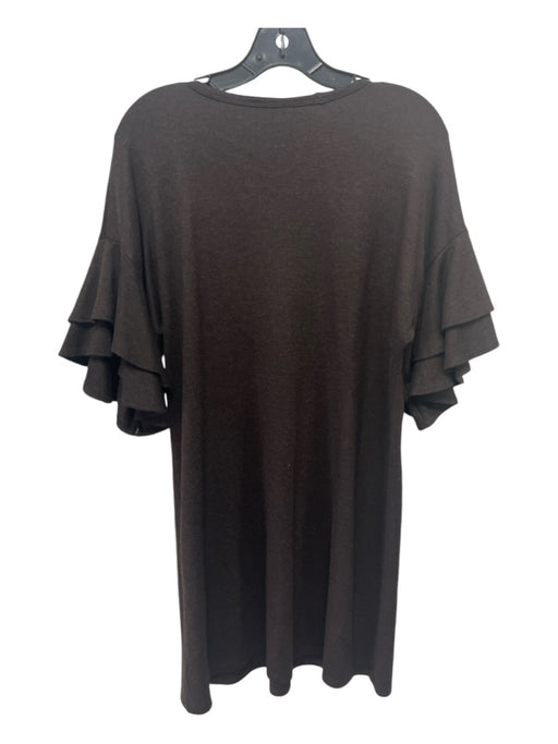 Lola & Sophie Size S Dark Brown Viscose Blend V Neck Tiered Ruffle Detail Dress Dark Brown / S