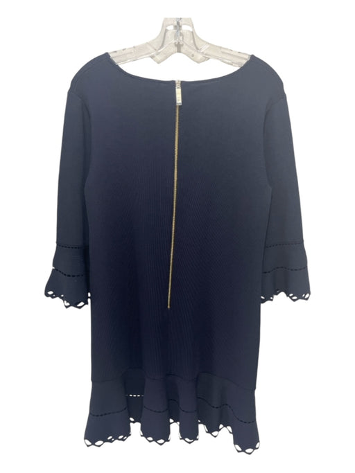 Ted Baker Size 3/L Navy Blue Viscose & Polyamide Knit Cut Out Long Sleeve Dress Navy Blue / 3/L