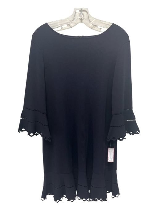 Ted Baker Size 3/L Navy Blue Viscose & Polyamide Knit Cut Out Long Sleeve Dress Navy Blue / 3/L