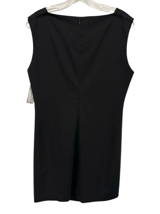 Boss Size 8 Black Wool Blend Gathered Sleeveless Midi Dress Black / 8