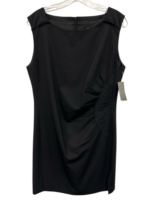 Boss Size 8 Black Wool Blend Gathered Sleeveless Midi Dress Black / 8