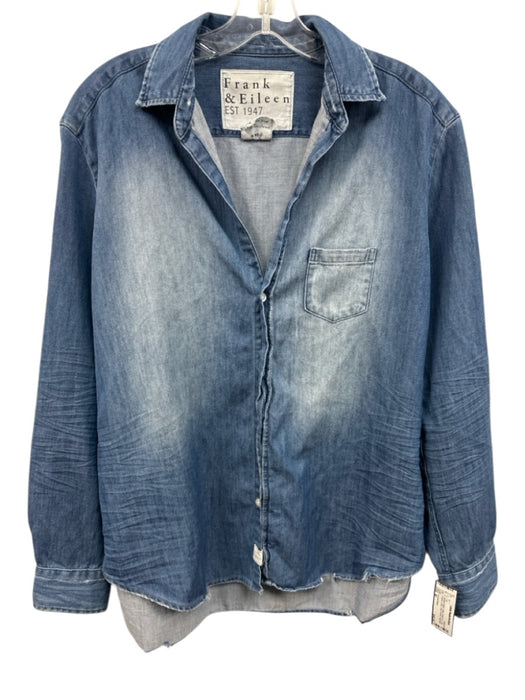 Frank & Eileen Size M Medium Wash Cotton Button Up Long Sleeve Collar Top Medium Wash / M