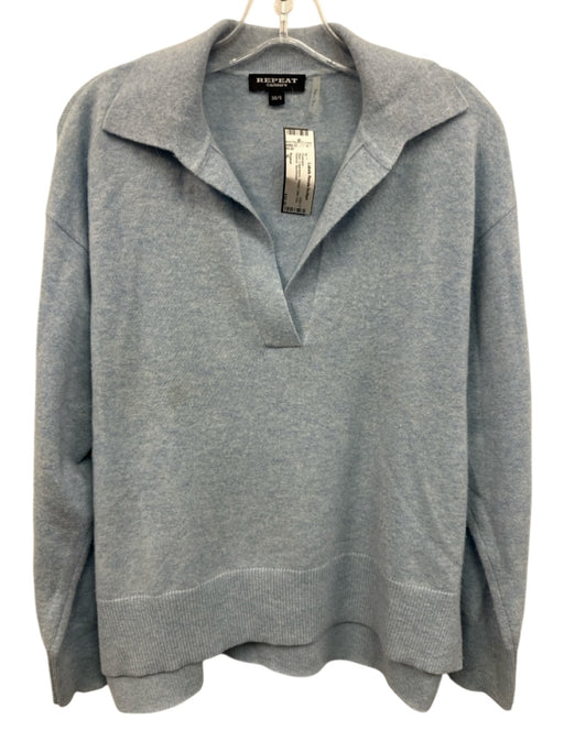 Repeat Size S Blue Cashmere Ribbed Collar Long Sleeve Sweater Blue / S