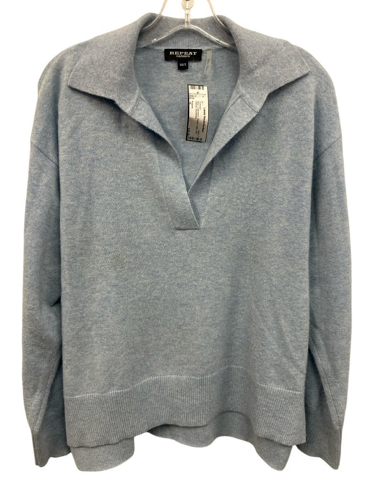 Repeat Size S Blue Cashmere Ribbed Collar Long Sleeve Sweater Blue / S