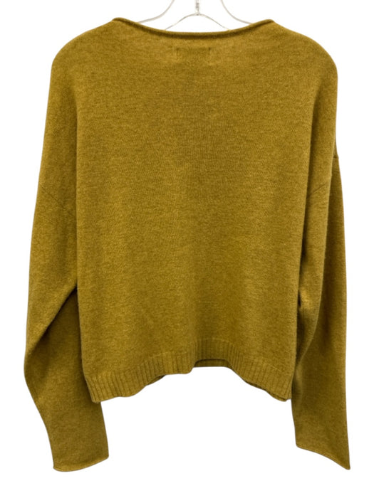 27 Miles Size L Green Cashmere Ribbed Long Sleeve Raw Hem Sweater Green / L