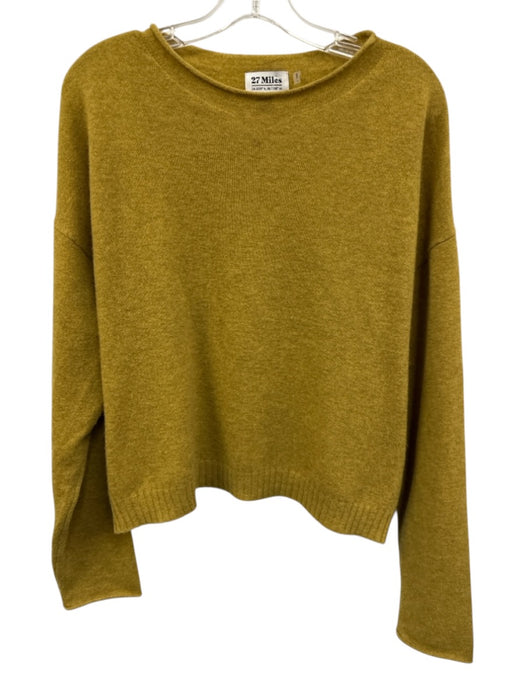 27 Miles Size L Green Cashmere Ribbed Long Sleeve Raw Hem Sweater Green / L