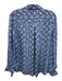 L'agence Size M Blue Silk Long Sleeve Button Up & Collar snake Top Blue / M