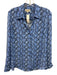 L'agence Size M Blue Silk Long Sleeve Button Up & Collar snake Top Blue / M