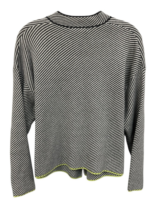 Zaket & Plover Size M Black, White & Green Cotton Blend Long Sleeve Striped Top Black, White & Green / M