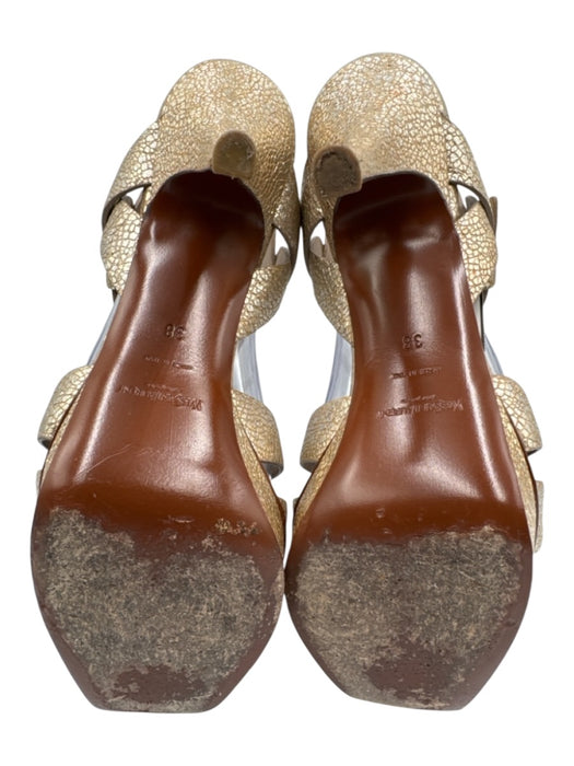 Yves Saint Laurent Shoe Size 38 Gold Leather Metallic Textured Criss Cross Shoes Gold / 38