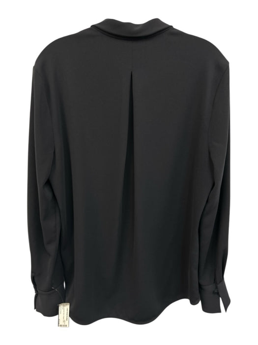 Equipment Femme Size M Black Polyester Blend Pleated Collar Top Black / M