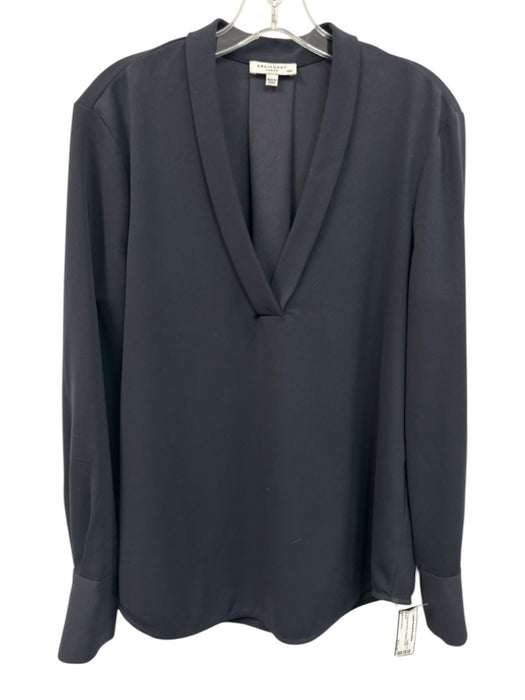 Equipment Femme Size M Black Polyester Blend Pleated Collar Top Black / M