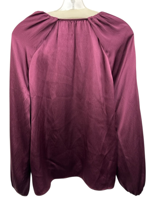 Go > Go Silk Size M Purple Silk Long Sleeve Ruffled sleeve hem Top Purple / M