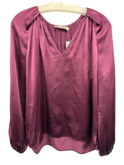 Go > Go Silk Size M Purple Silk Long Sleeve Ruffled sleeve hem Top Purple / M
