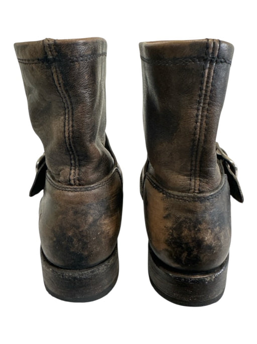 Frye Shoe Size EST 8 Brown Leather Metal Buckle Round Toe Ankle Boot Shoes Brown / EST 8