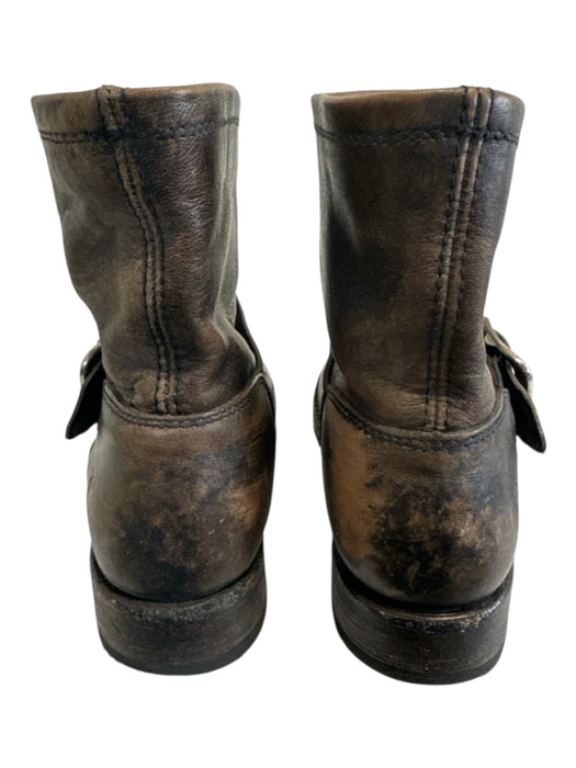 Frye Shoe Size EST 8 Brown Leather Metal Buckle Round Toe Ankle Boot Shoes Brown / EST 8
