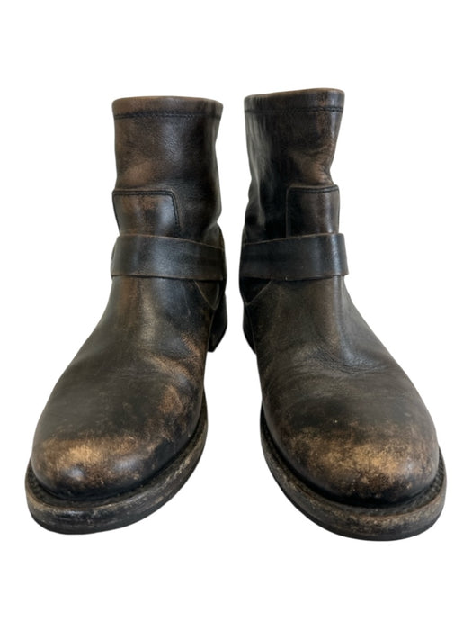 Frye Shoe Size EST 8 Brown Leather Metal Buckle Round Toe Ankle Boot Shoes Brown / EST 8