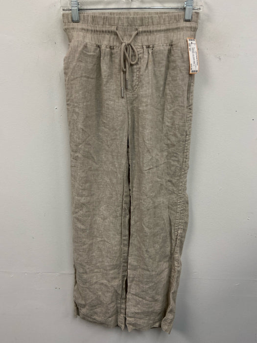 Quince Size XS Light Gray Linen Elastic Waist Drawstring Long Sleeve Pants Set