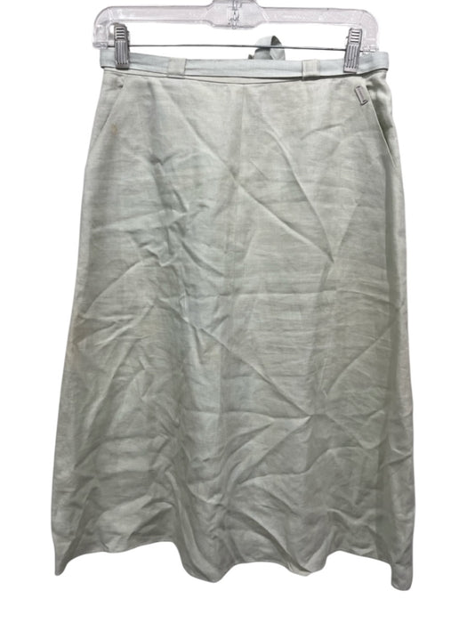 Chanel Size 40 Sage green Linen Back Zip A Line Sash Midi Skirt Sage green / 40