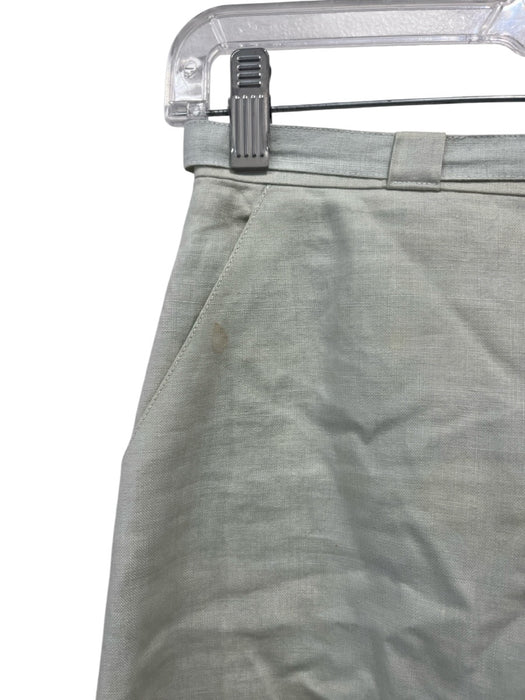 Chanel Size 40 Sage green Linen Back Zip A Line Sash Midi Skirt Sage green / 40