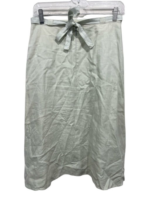Chanel Size 40 Sage green Linen Back Zip A Line Sash Midi Skirt Sage green / 40
