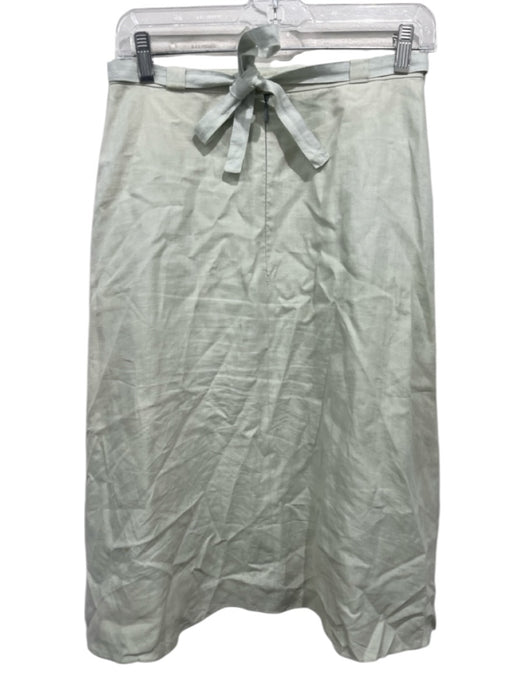 Chanel Size 40 Sage green Linen Back Zip A Line Sash Midi Skirt Sage green / 40