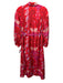 Alden Adair Size S Red, Pink & Multi Polyester Satin Long Sleeve Dress Red, Pink & Multi / S